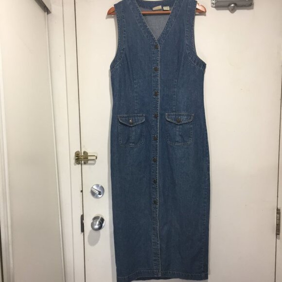 VINTAGE ST JOHN'S BAY MAXI DENIM DRESSES SIZE 8M - Picture 2 of 9